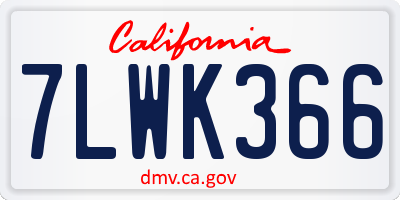 CA license plate 7LWK366