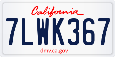 CA license plate 7LWK367