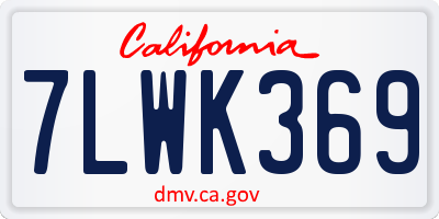 CA license plate 7LWK369