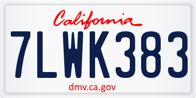 CA license plate 7LWK383