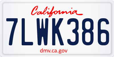 CA license plate 7LWK386