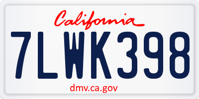 CA license plate 7LWK398