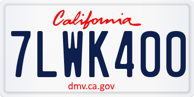 CA license plate 7LWK400