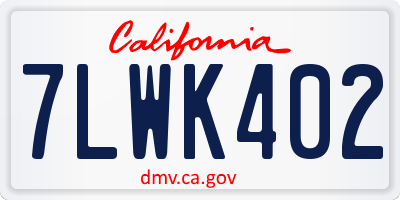 CA license plate 7LWK402
