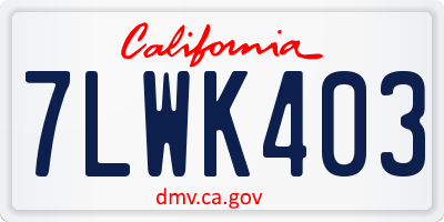 CA license plate 7LWK403