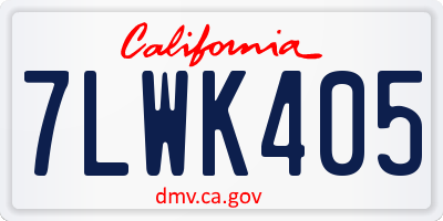 CA license plate 7LWK405