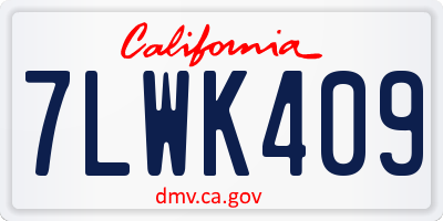 CA license plate 7LWK409