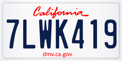 CA license plate 7LWK419