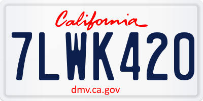 CA license plate 7LWK420