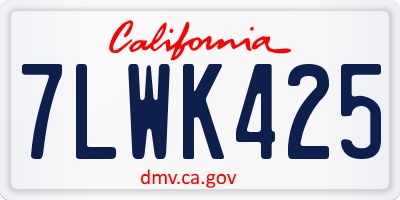 CA license plate 7LWK425