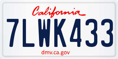 CA license plate 7LWK433