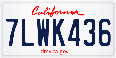 CA license plate 7LWK436