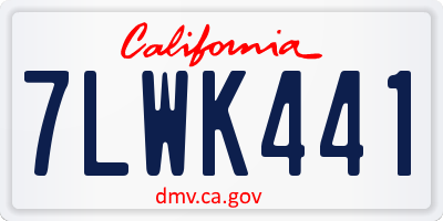 CA license plate 7LWK441