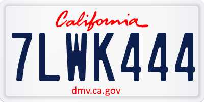 CA license plate 7LWK444