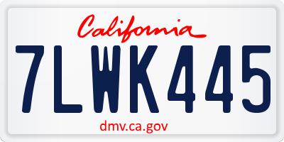 CA license plate 7LWK445