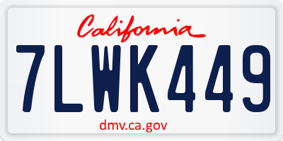 CA license plate 7LWK449