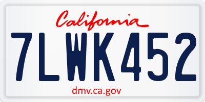 CA license plate 7LWK452