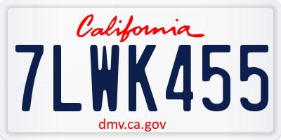 CA license plate 7LWK455