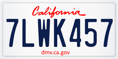 CA license plate 7LWK457