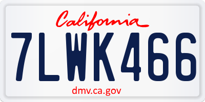 CA license plate 7LWK466