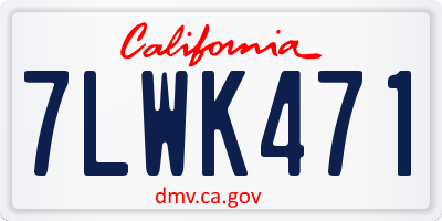 CA license plate 7LWK471