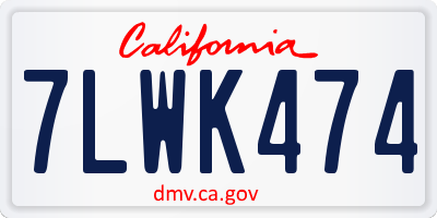CA license plate 7LWK474