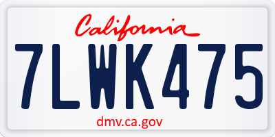 CA license plate 7LWK475