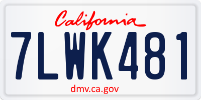 CA license plate 7LWK481