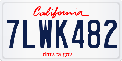 CA license plate 7LWK482