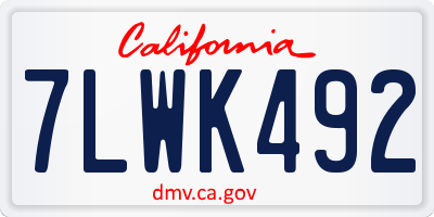 CA license plate 7LWK492