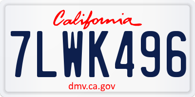 CA license plate 7LWK496
