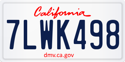 CA license plate 7LWK498