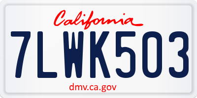CA license plate 7LWK503