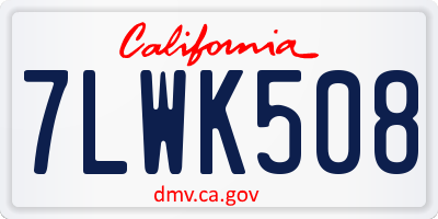 CA license plate 7LWK508