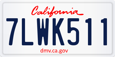 CA license plate 7LWK511