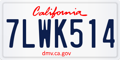 CA license plate 7LWK514