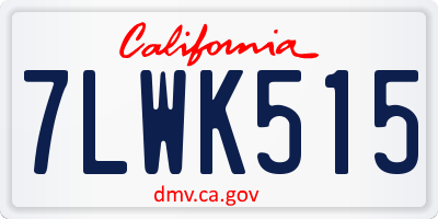CA license plate 7LWK515