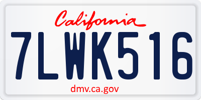 CA license plate 7LWK516