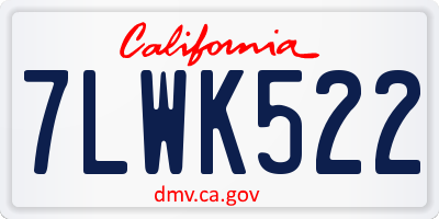 CA license plate 7LWK522