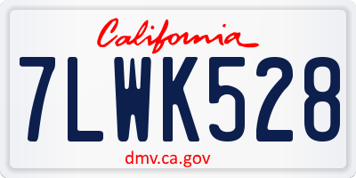CA license plate 7LWK528