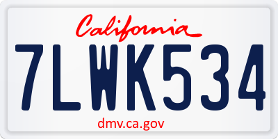 CA license plate 7LWK534
