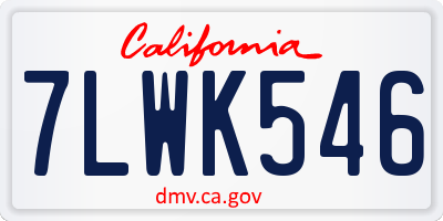 CA license plate 7LWK546