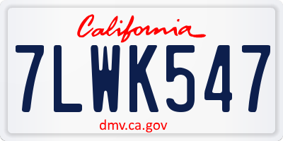 CA license plate 7LWK547