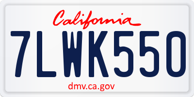 CA license plate 7LWK550