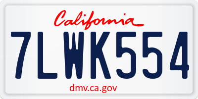 CA license plate 7LWK554