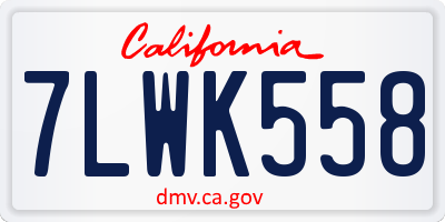 CA license plate 7LWK558