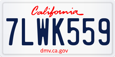 CA license plate 7LWK559
