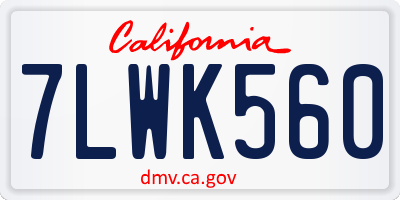 CA license plate 7LWK560