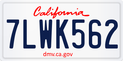 CA license plate 7LWK562