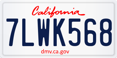 CA license plate 7LWK568